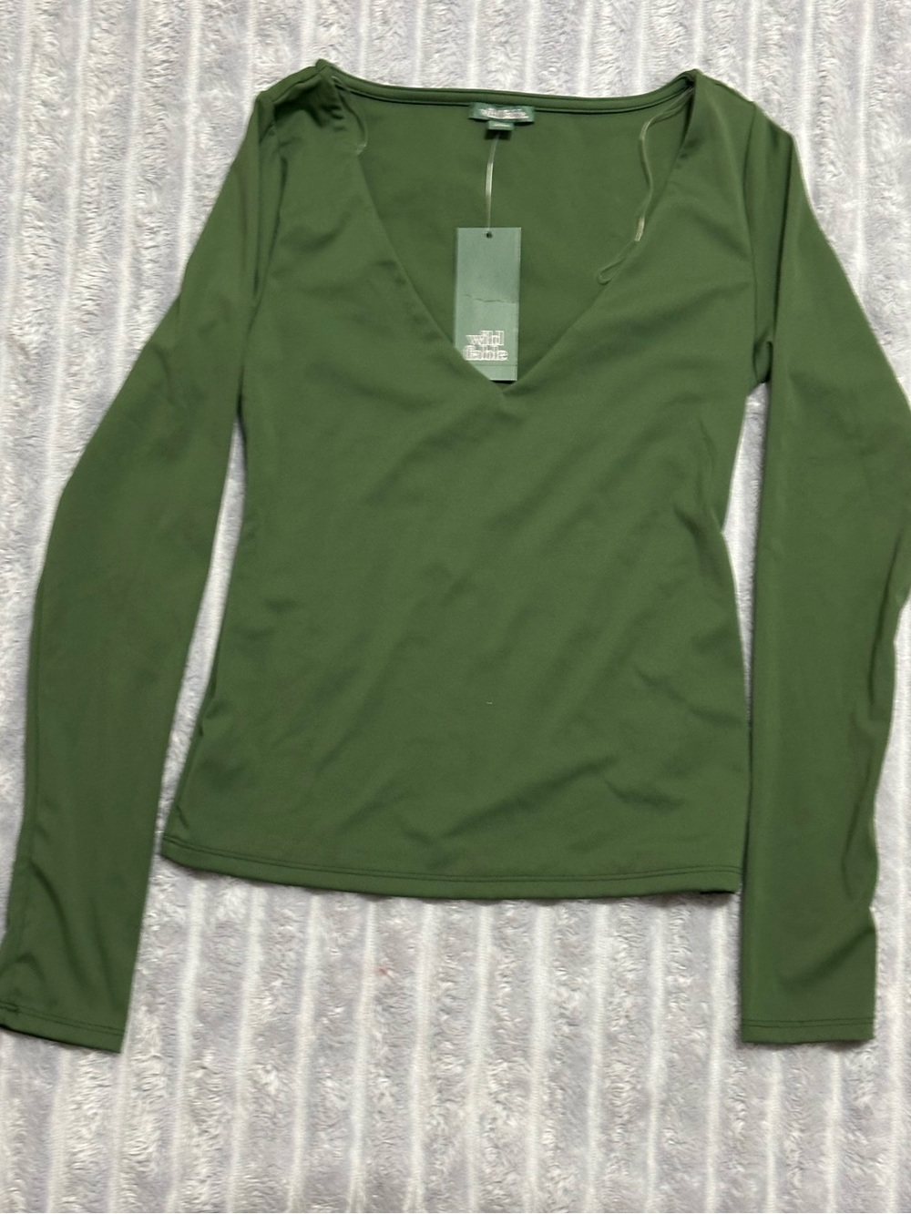 wild fable Olive Green Long-Sleeve V-Neck Top